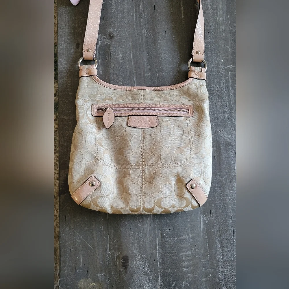 Coach Shoulder Bag Signature Sacoche Pink